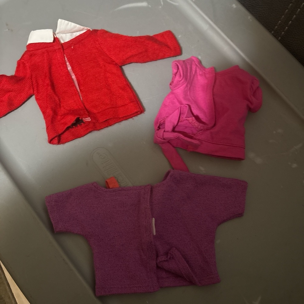 American Girl Red, Pink & Purple Doll Tops Set